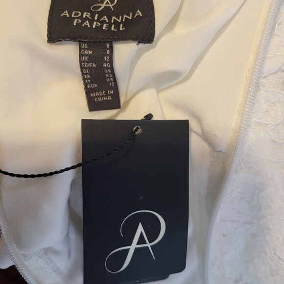 Adrianna Papell Sleeveless Lace Gown NWT size 8 White - Picture 6 of 6